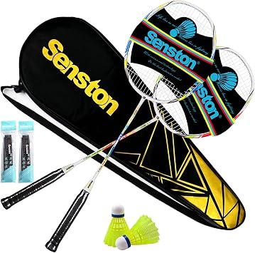 Senston Graphit Badminton-Set Rot+Blau