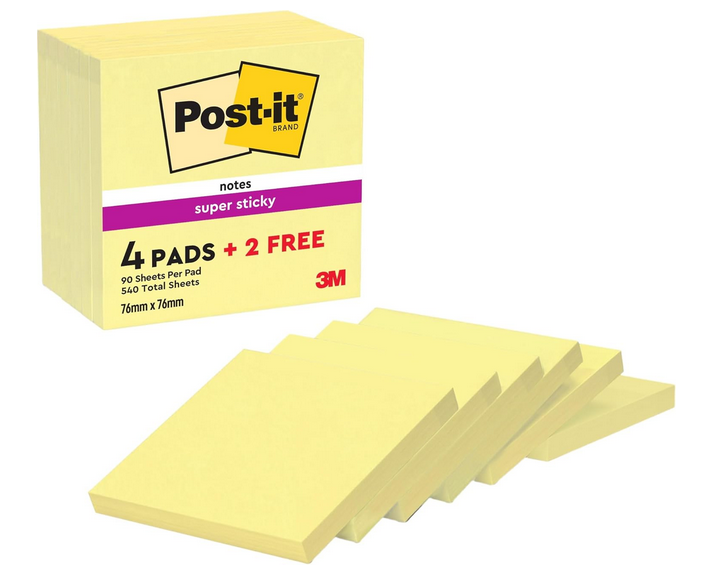 Haftnotizen von Post it 3M, Set mit 6 Blöcken