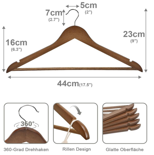 Kleiderbügel aus Holz 30er Set
