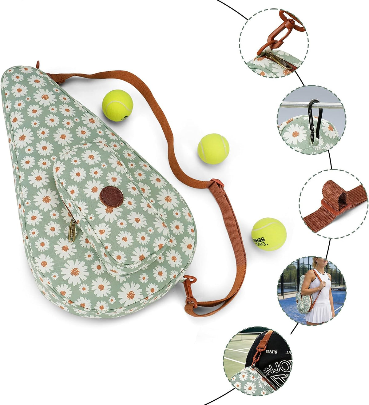 Padel Tasche für 1 Schläger oder 2 Pickleball Paddles, Crossbody Bag Ambrose