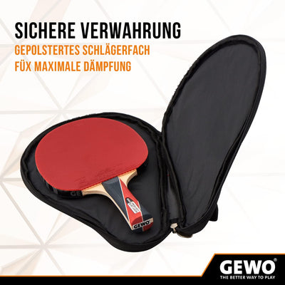 GEWO Rundhülle Master mit Ballfach - Robuste Tischtennisschläger-Hülle für einen Schläger und 3 Bälle Calix