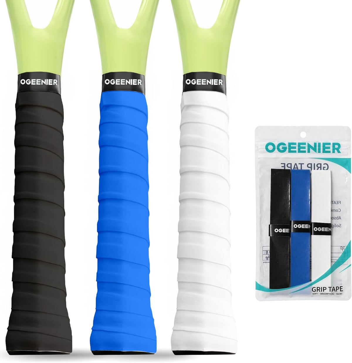 Ogeenier 3/6/12 Pack Griffband Tennisschläger Anti-Rutsch und Anti-Schweiß Abijah