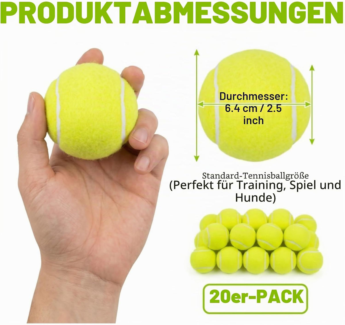Tebery 20 Pack Green Advanced Training Tennisballe Whitaker