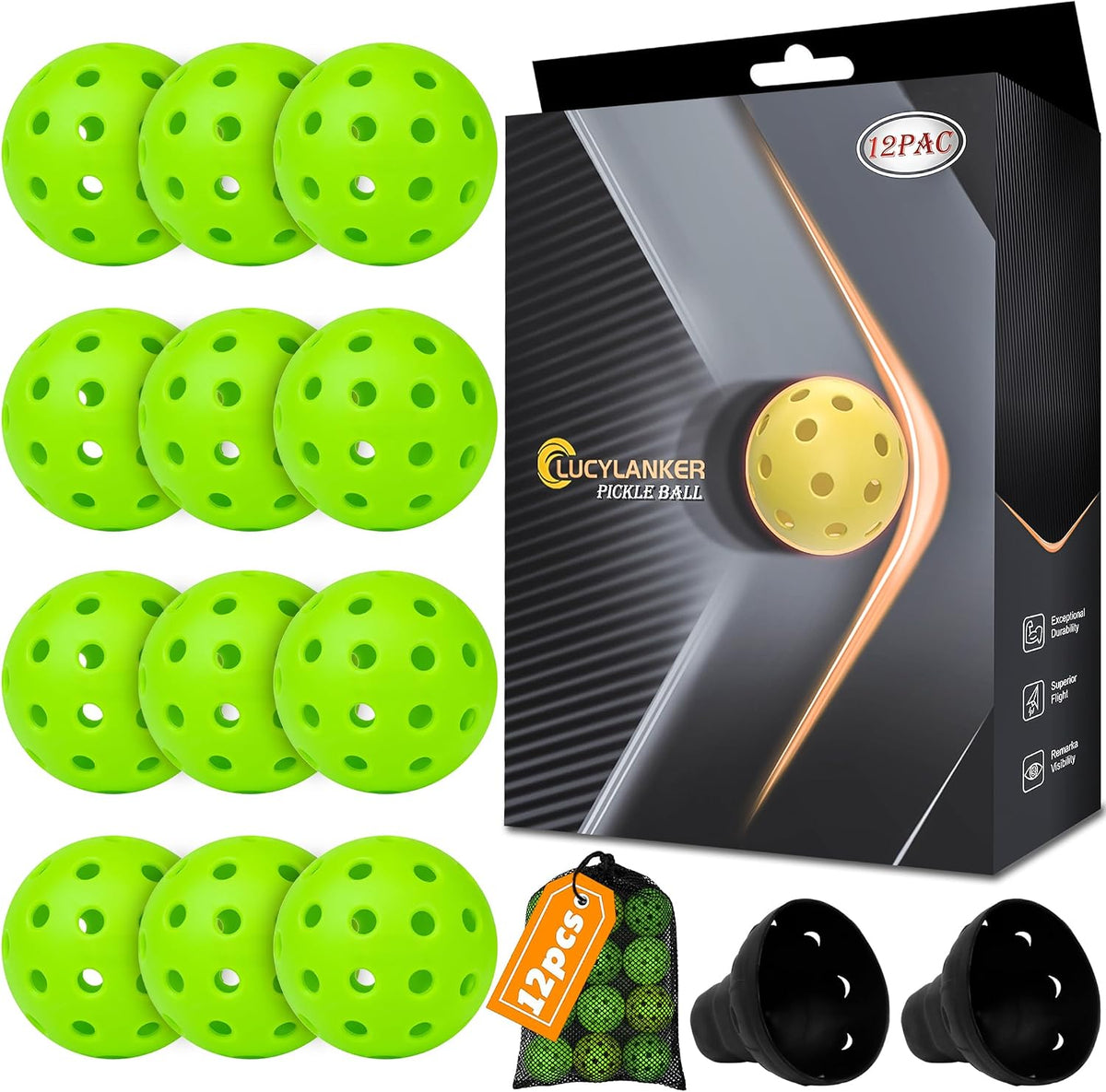LUCYLANKER Outdoor Pickleball Bälle 12 Stück Piper