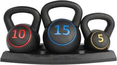 3-teiliges Kettlebell-Gewichtsset mit Ständer für Kreuzheben Kingsley