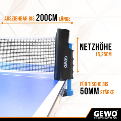 GEWO Table Tennis Net FleXX - Tischtennisnetz für Jeden Tisch Cassian