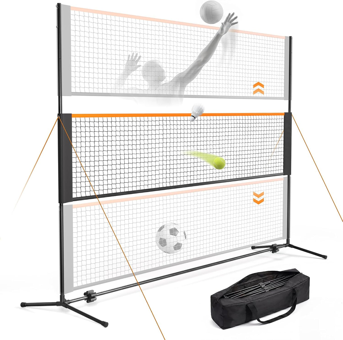 KadoKado 5-in-1 Sportnetz tragbar, 4m All-in-One Badmintonnetz