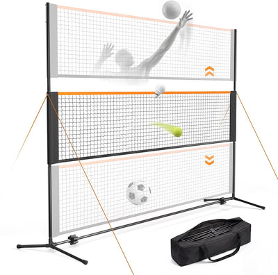 KadoKado 5-in-1 Sportnetz tragbar, 4m All-in-One Badmintonnetz