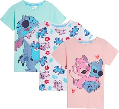 Disney Mädchen 3er Pack Lilo und Stitch T-Shirts Mathilda