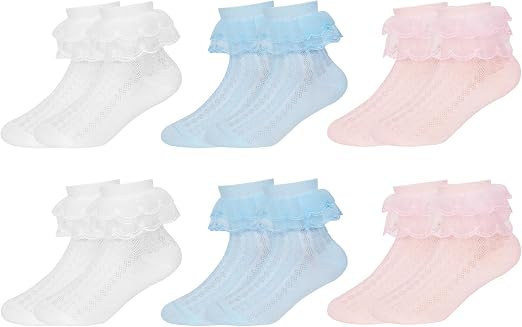 Mädchen Frilly Lace Socken 6 Paar Thea