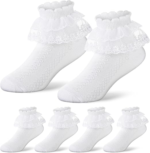 3 Paar Mädchen Rüschen Spitze Socken Ruby