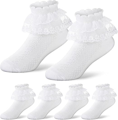 3 Paar Mädchen Rüschen Spitze Socken Ruby
