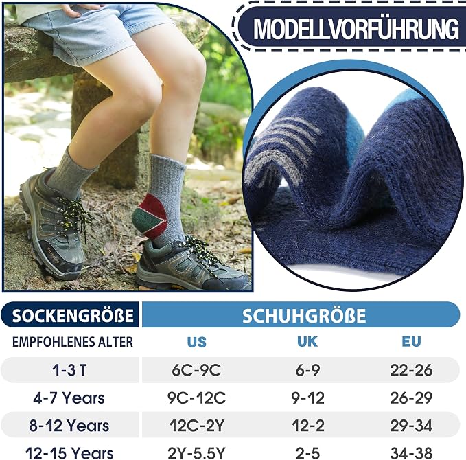 EBMORE Knaben Wandersocken 6Paar Noah