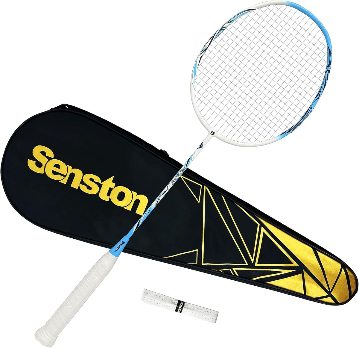 Senston Carbon-Fiber Badmintonschläger Profi 5U mit Tasche BlueWaves