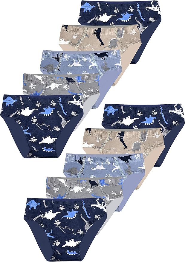 LOREZA 10er Pack Jungen Boxershorts Slips Dino