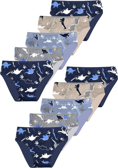 LOREZA 10er Pack Jungen Boxershorts Slips Dino
