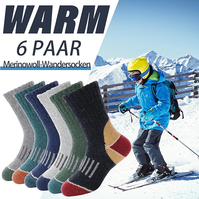 EBMORE Knaben Wandersocken 6Paar Noah
