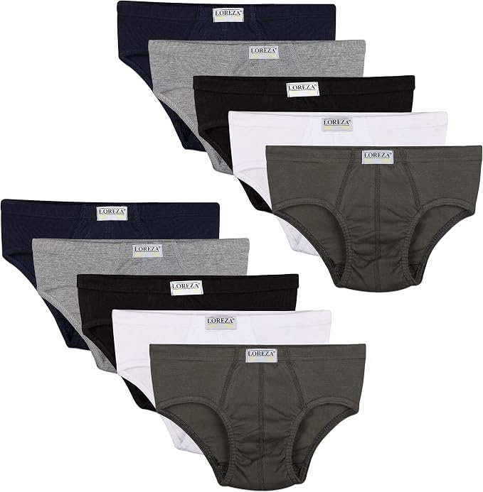 LOREZA 10 Jungen Slips aus 100% Baumwolle Unterhosen