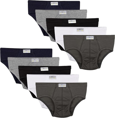 LOREZA 10 Jungen Slips aus 100% Baumwolle Unterhosen