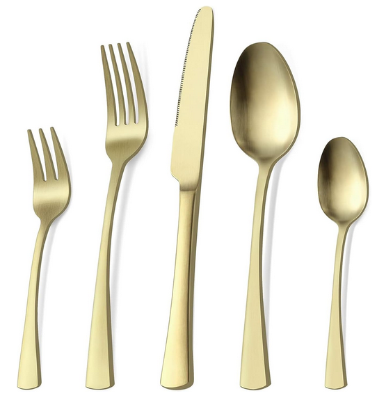 Besteckset Edelstahl 30 Teilig Mattgold