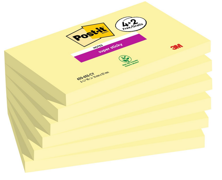 Haftnotizen von Post it 3M, Set mit 6 Blöcken