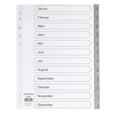Ordner Register 1 - 12 Januar bis Dezember
