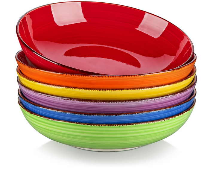 Teller 6er Set, Coloria mit tiefem Rand